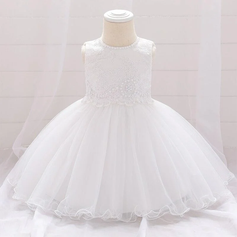2021 Beading Newborn First Birthday Dress For Baby Girl Clothes Dress Flower Lace Princess Dresses Party Child Clothing 24 Month