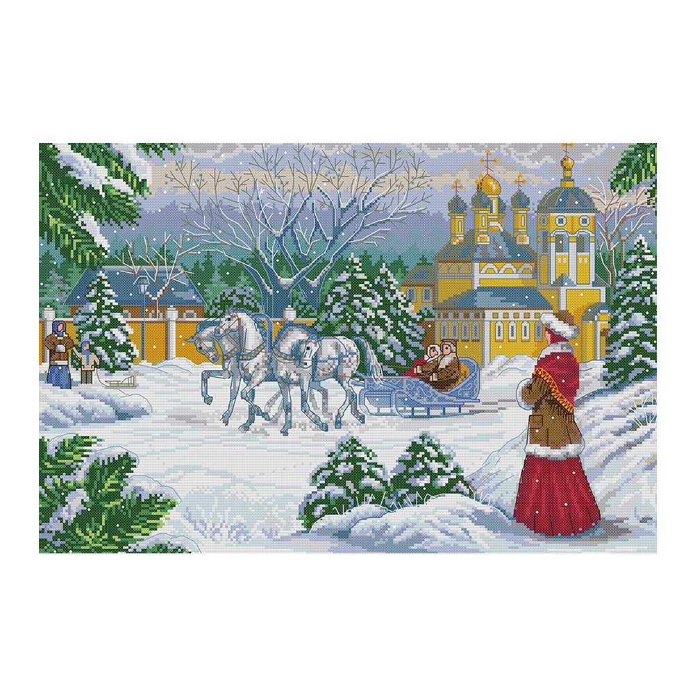 Snow - 14CT Stamped Cross Stitch(51*36cm)