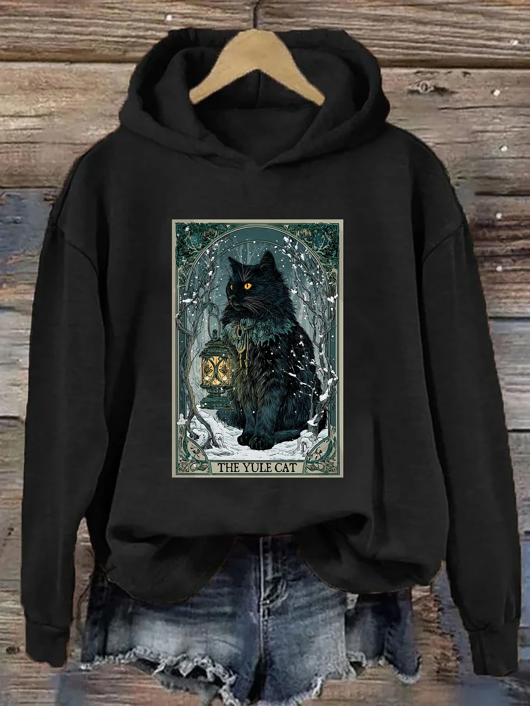The Yule Cat Tarot Card Christmas Hoodie
