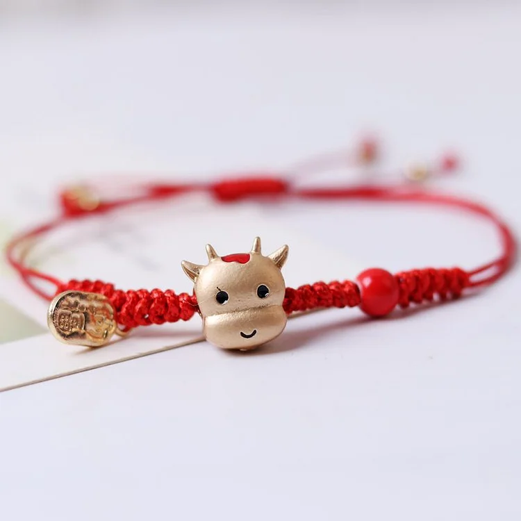 Couple Bracelet, Female Red Rope, Handmade Weaving of Ox Year, Primordial Year, Student Friend, Children's Gift, Handicrafted Girl
