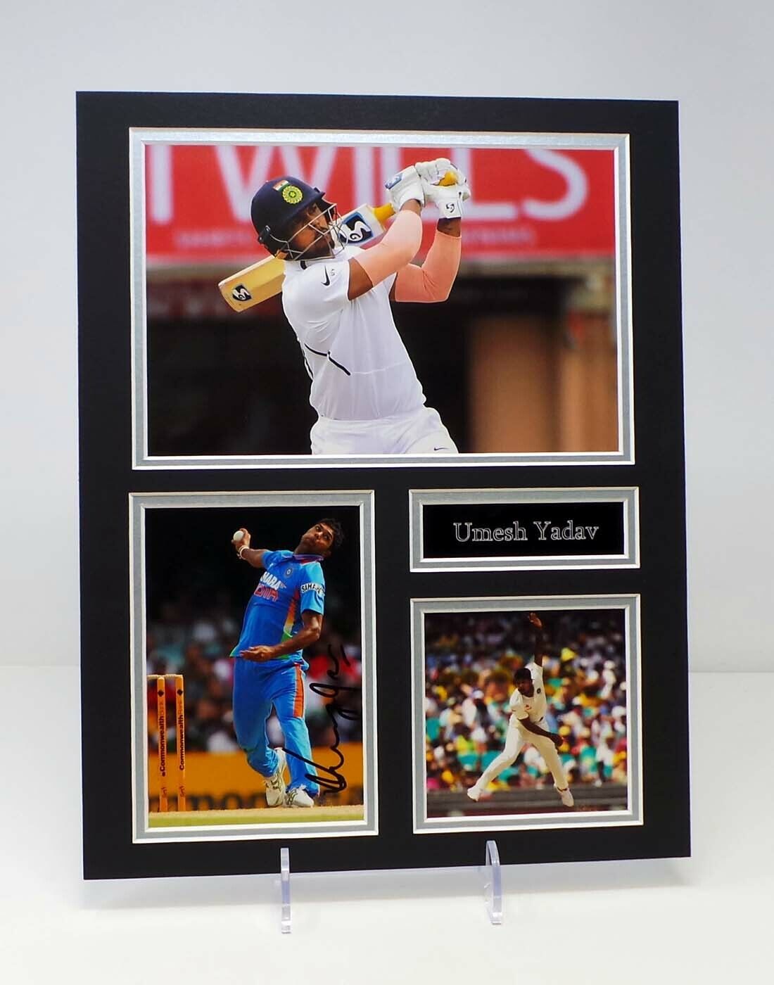 Umesh YADAV Signed Indian Mounted Cricket Photo Poster painting Display AFTAL RD COA