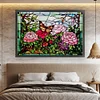 >SALE<Full Embroidery Cotton Thread 11CT Printed Stain Glass Rose Cross Stitch 60x40cm