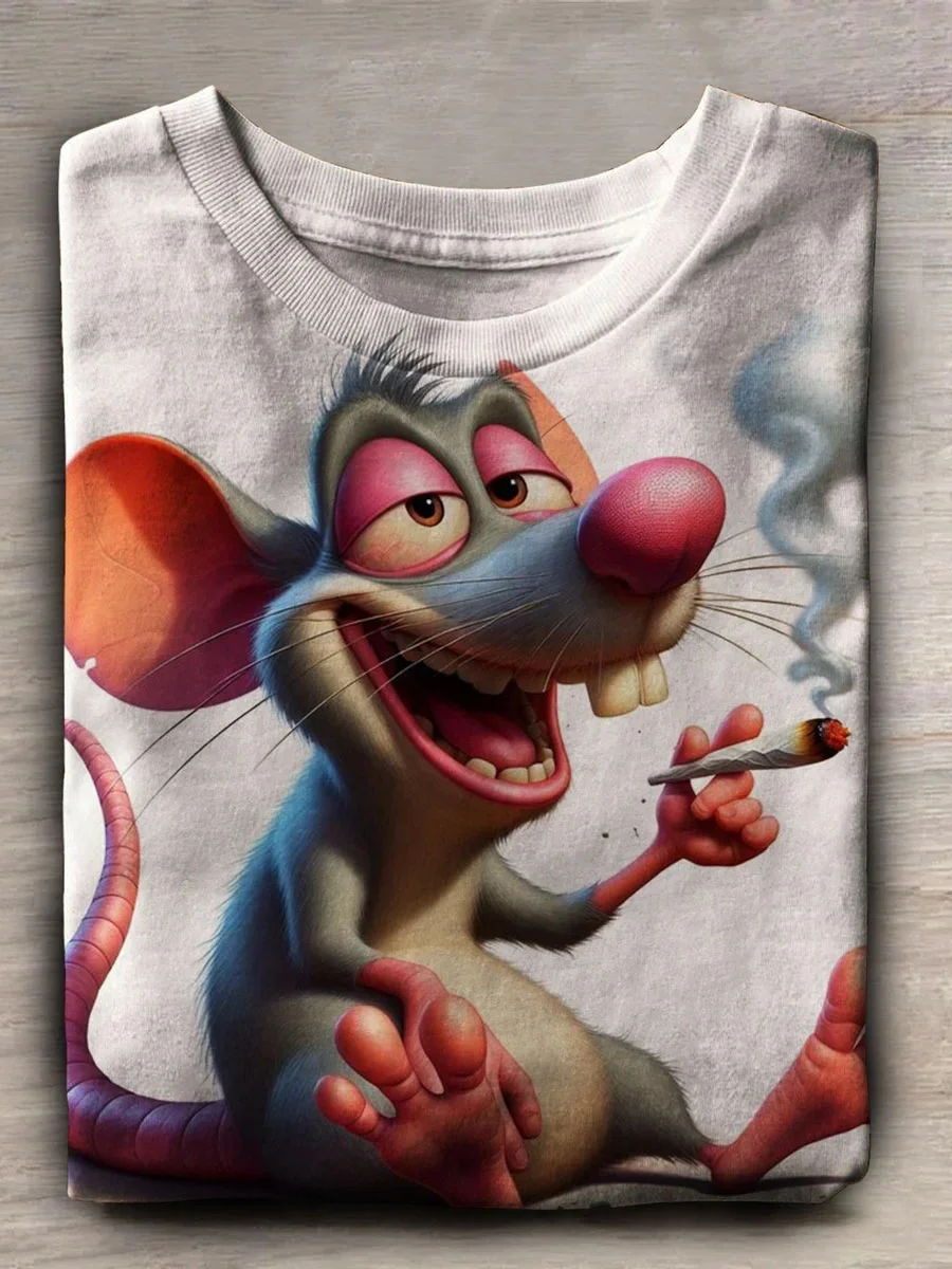Eagerlys Funny Mouse Print T-shirt Eagerlys