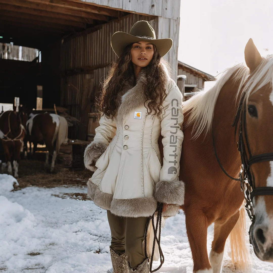 Women's Retro Mid-Length Fur Collar A-Line Coat