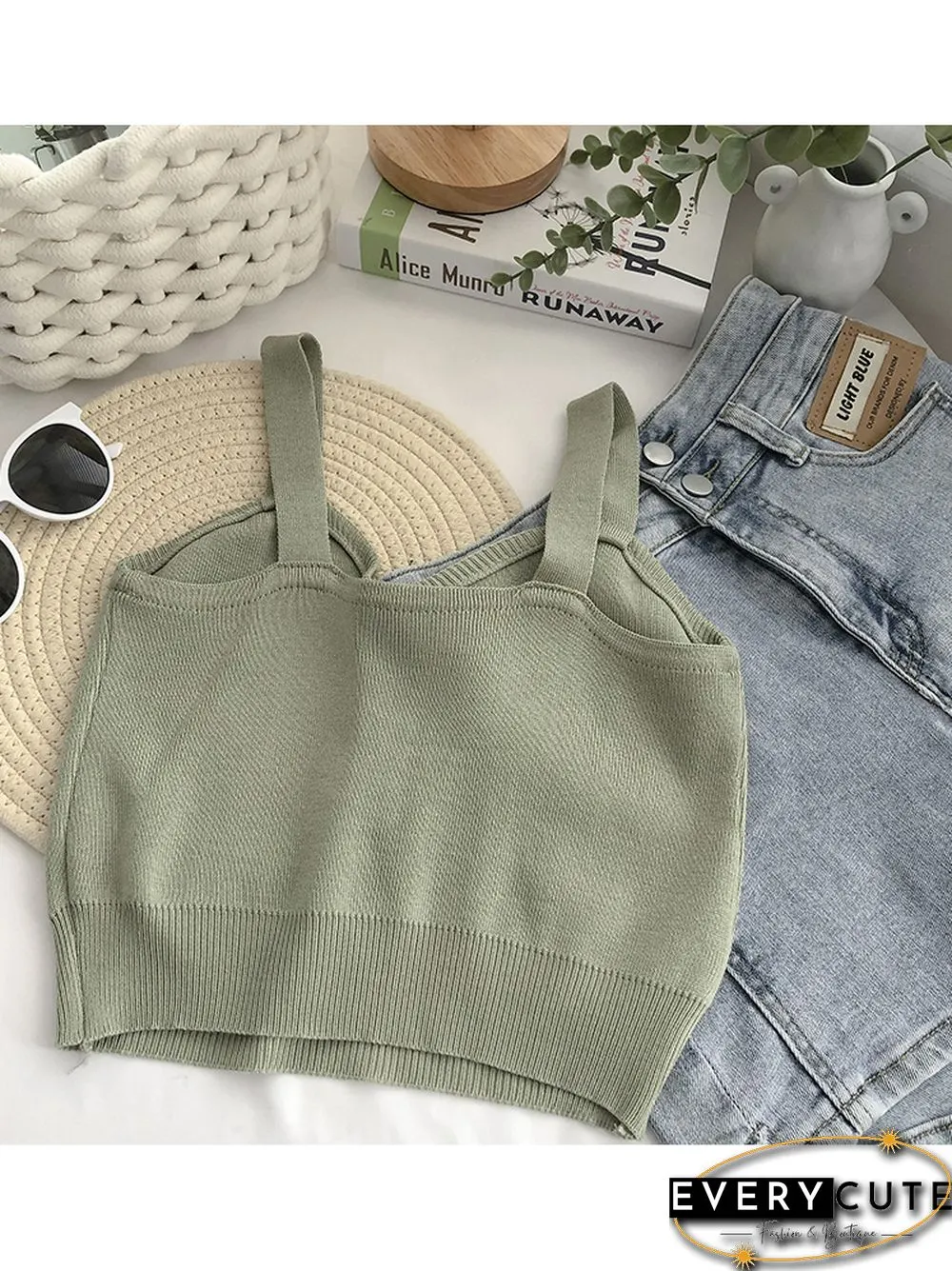Heliar Tops Women Crop Tops Summer Plain Button Up Cute Knitted Tops Tank Tops For Women New Fashion