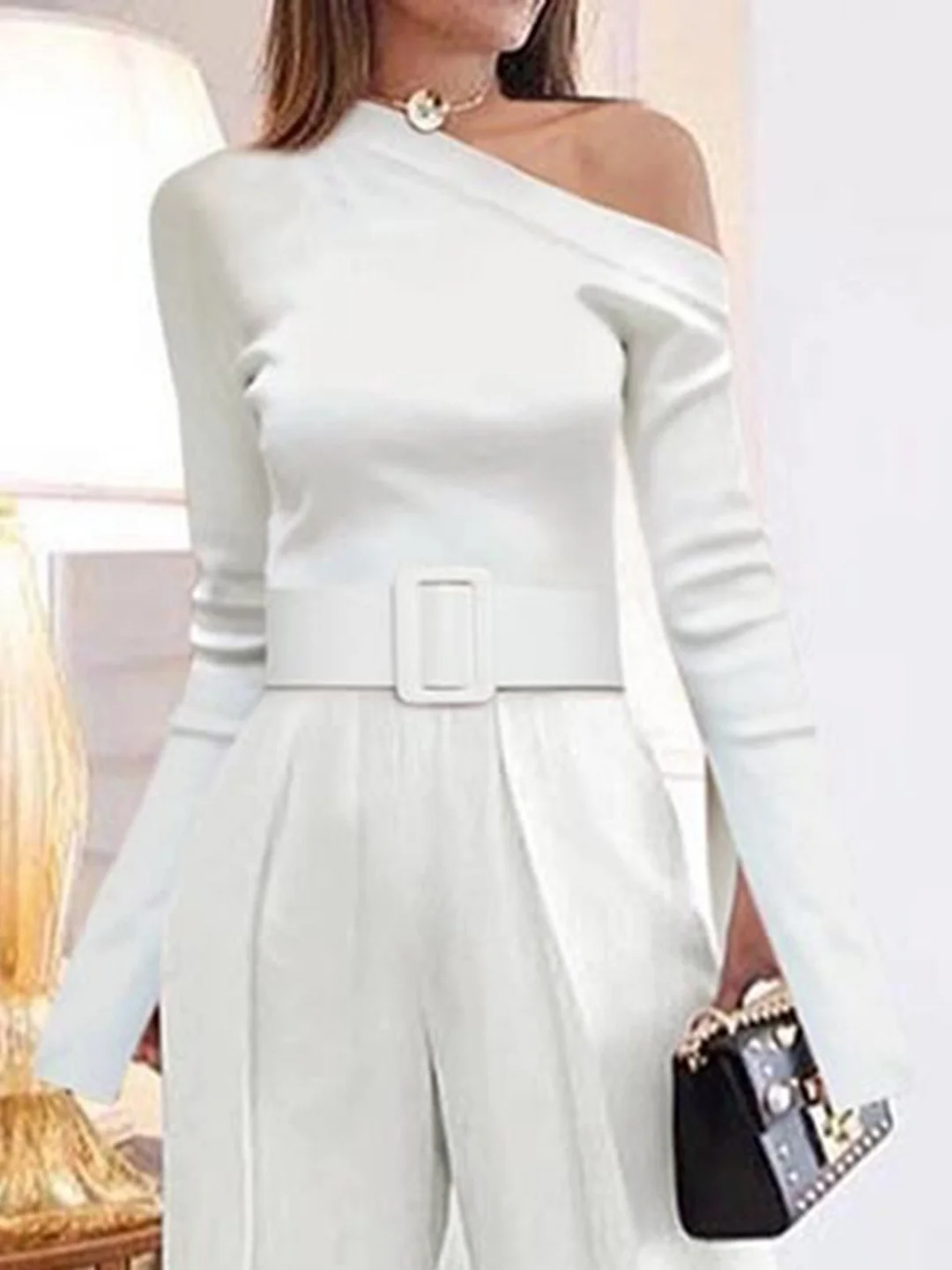 Off Shoulder Sheath Casual Jumpsuit