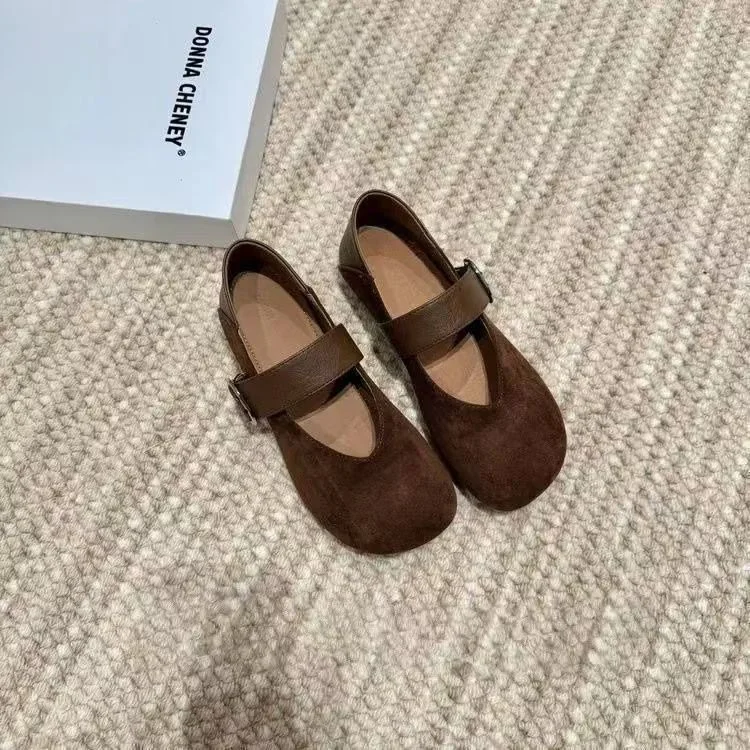 Yyvonne The Fall Of 2025, The New Retro Leopard Light-Stiped Mary Jane Single Shoe Women's Flat Base With Soft-Bottomed Birken Women's Shoes