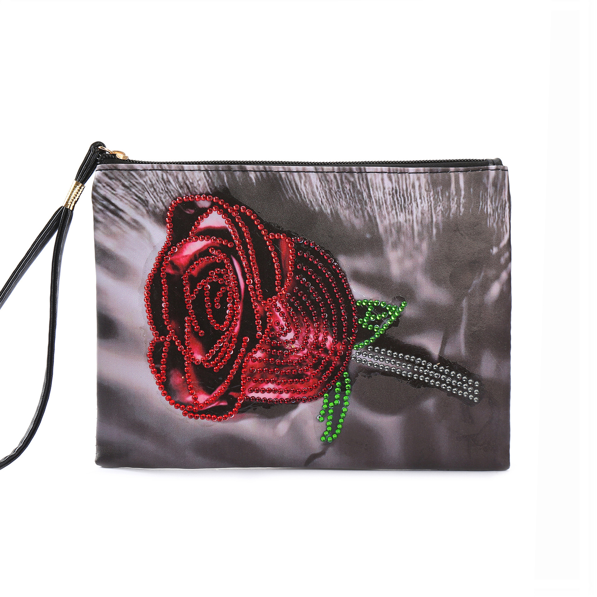 Cross mirror e-commerce DIY diamond painted flower handbag makeup bag, diamond art craft women's handbag strap