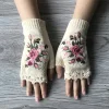 Gants chauds en tricot brod&eacute;s pour femmes