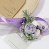 10PCS Light Purple Wedding Catering Bridal Groom Guests Corsage Boutonniere Wrist Artificial Flower Bouquets