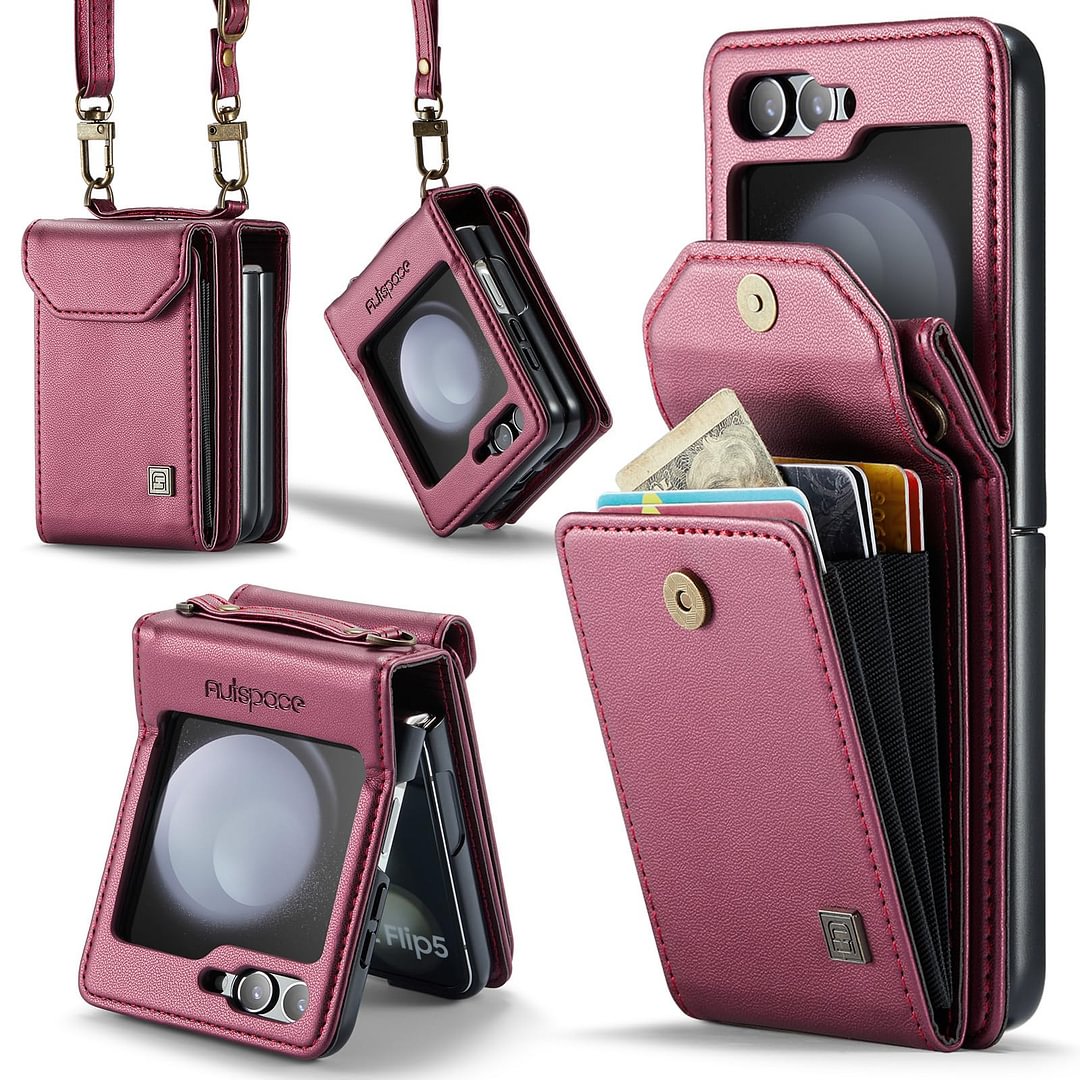 Lanyard Multi-function Card Holder Folding Shockproof Phone Case for Samsung Z Flip 5