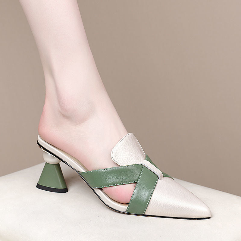 Point-Toe Heeled Slippers