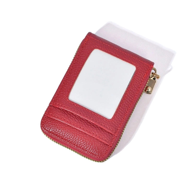 Women’s Solid Color Pu Leather Zipper Card Holders