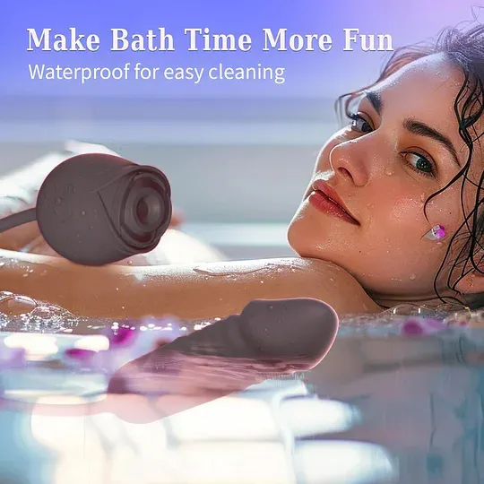 Black Rose Dual Massager - Suction & Internal Vibe