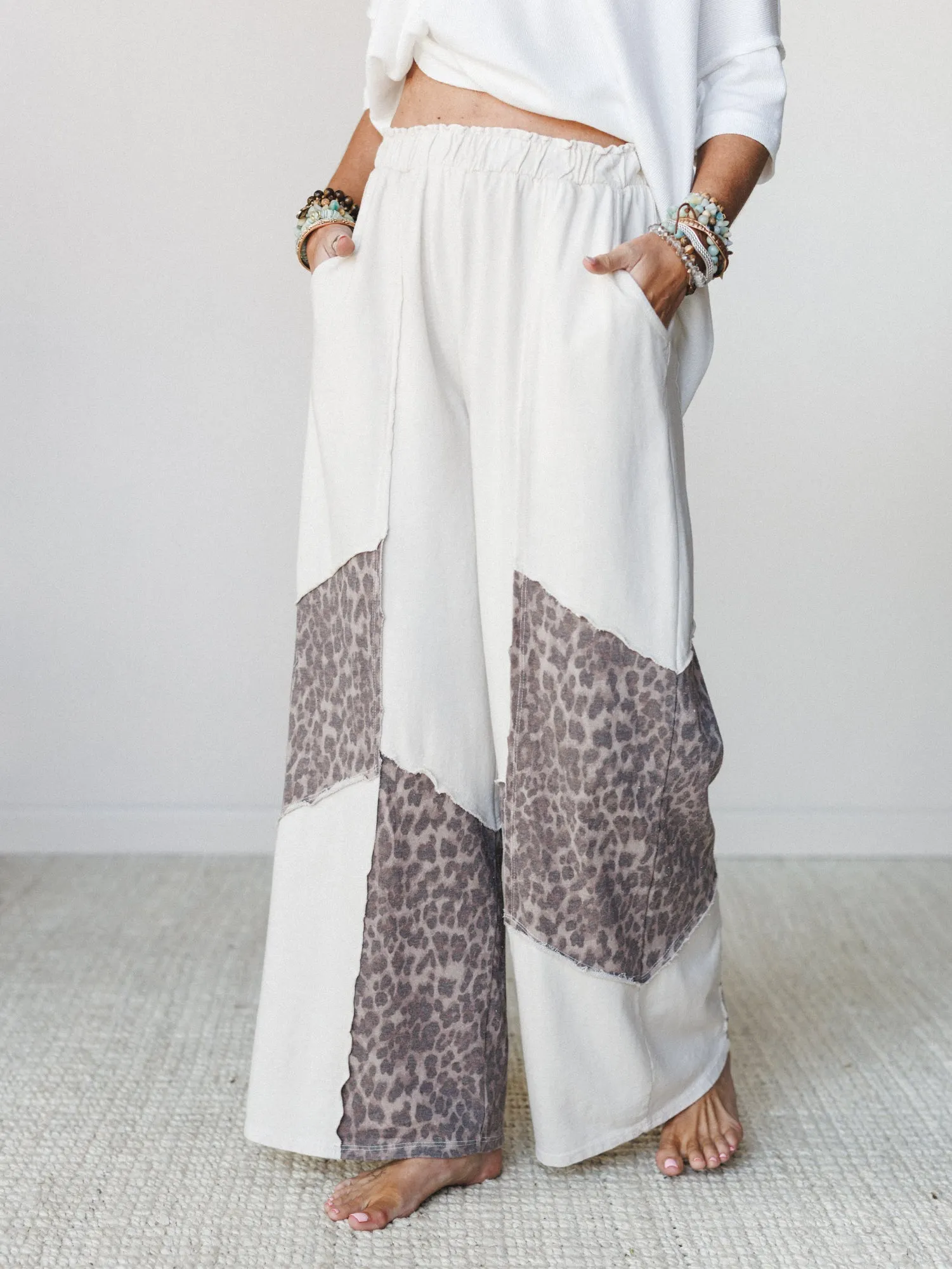 Printed Spirit Wide Leg Pants - Natural