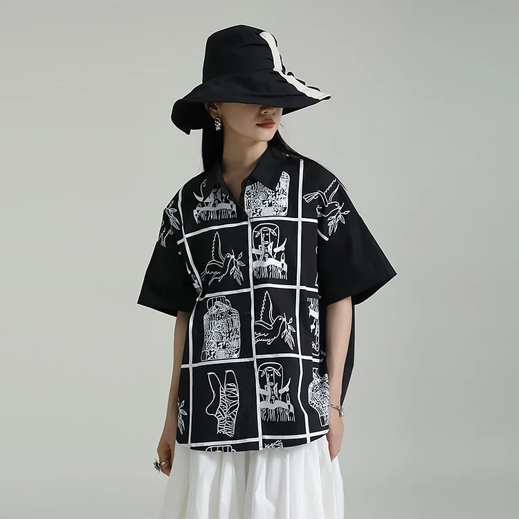 Dark Style Printed Short Sleeve Shirt