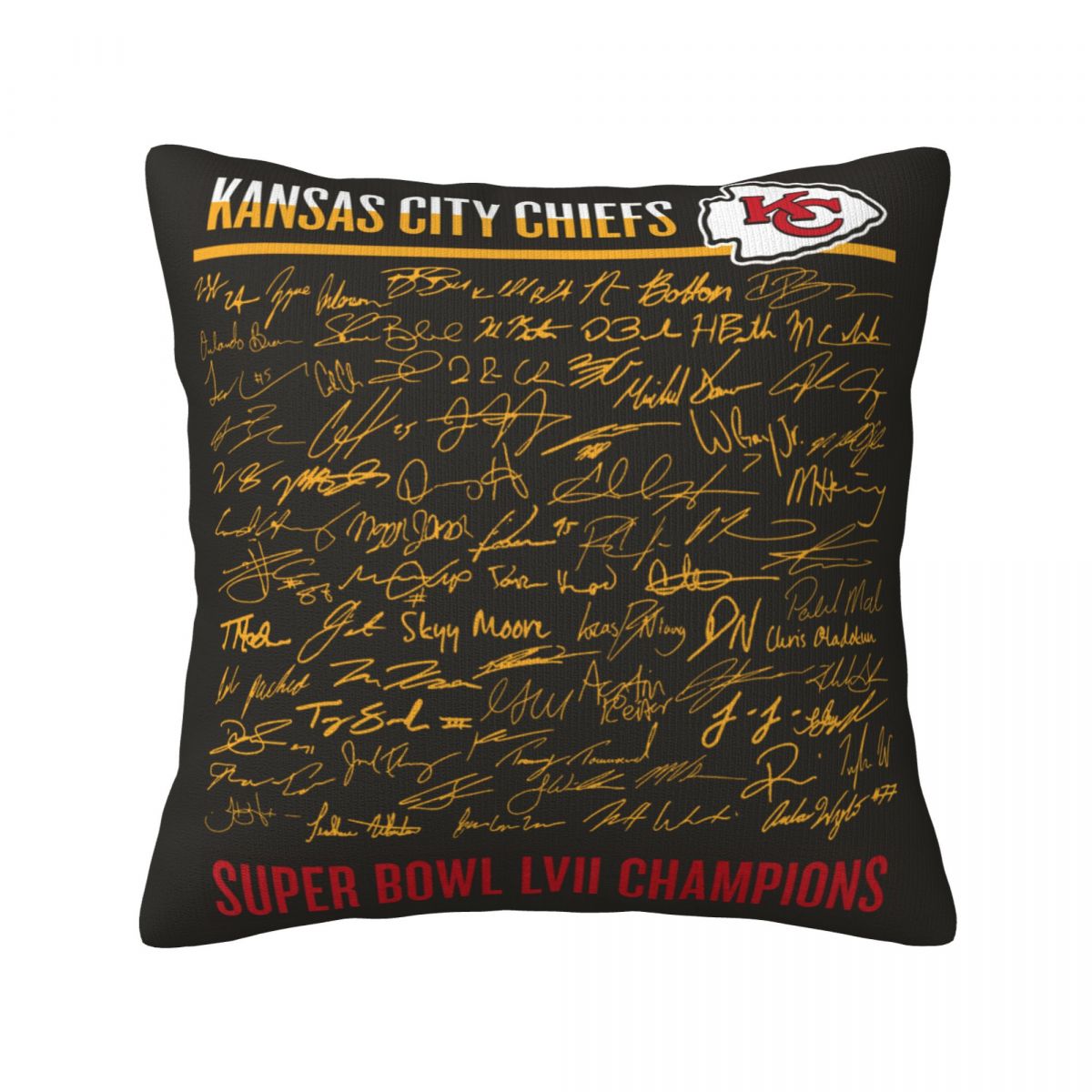Kansas City Chiefs Super Bowl LVII Champions Signature Roster Throw Pillow Covers 18x18