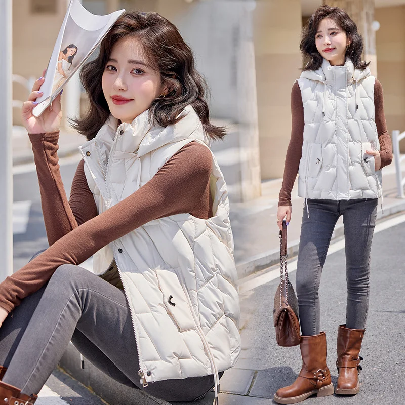Toloer Down Cotton Vest Female Autumn Winter 2024 New Korean Version Vest Stand Collar Short Horse Clip All-Padded Clothes Vest Coat-Outfit Ideas