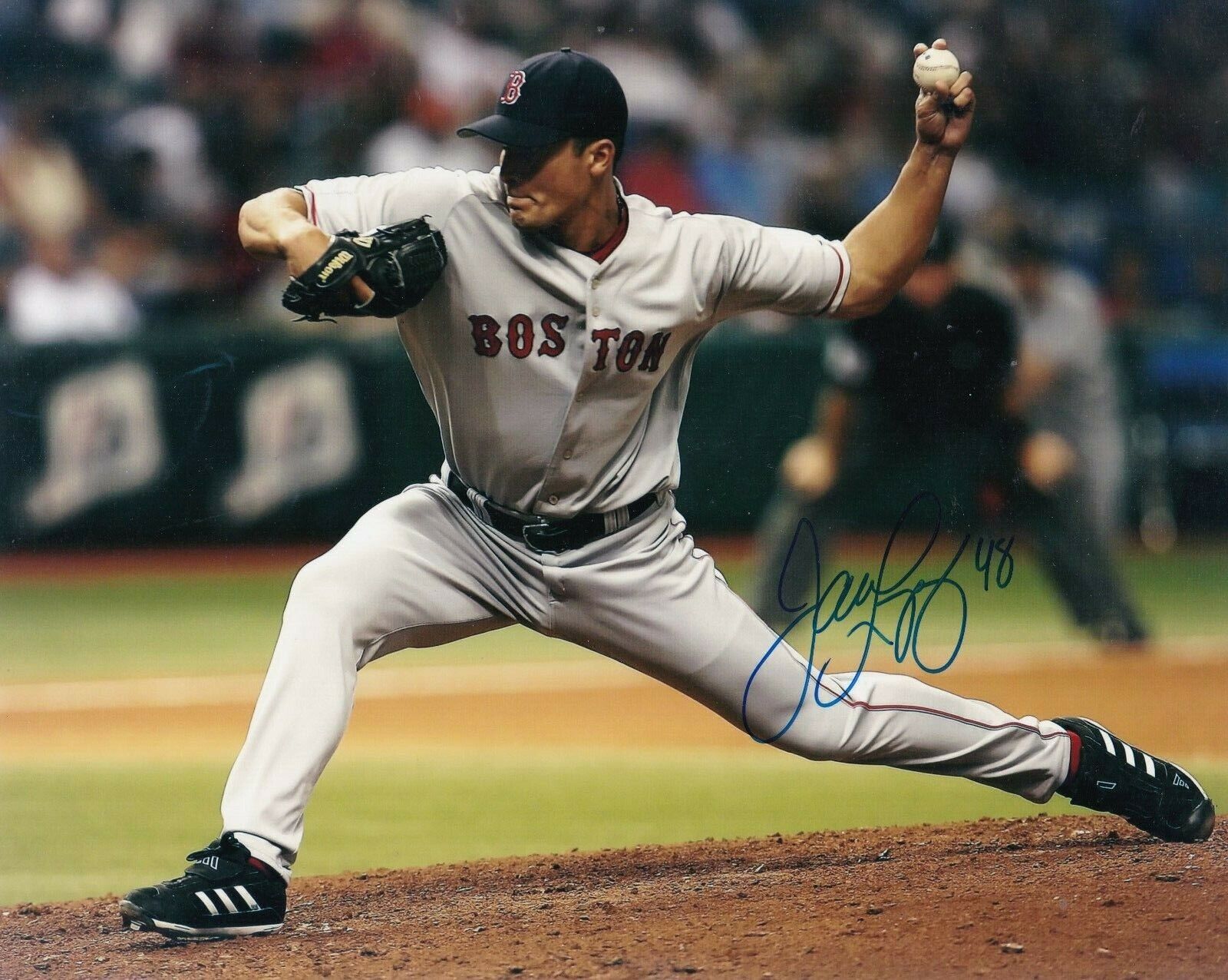 JAVIER LOPEZ BOSTON RED SOX ACTION SIGNED 8x10