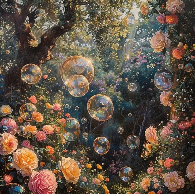 Bubble Garden-AB Round Drill Diamond Painting-40*40CM(Canvas)