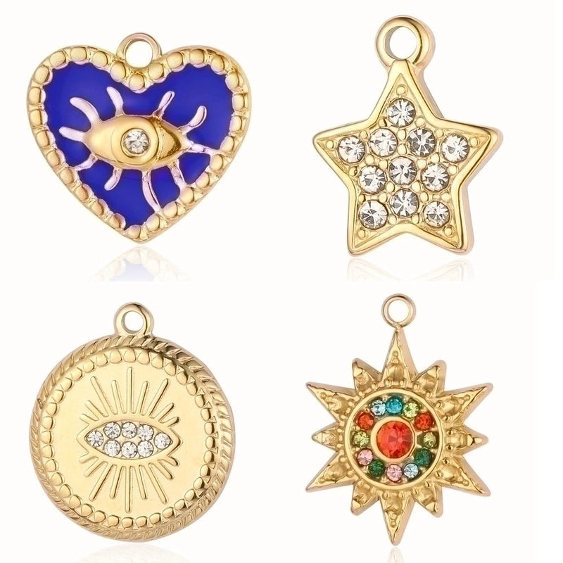 3 Pieces Streetwear Sun Titanium Steel Plating Inlay Rhinestones Zircon 18k Gold Plated Jewelry Accessories