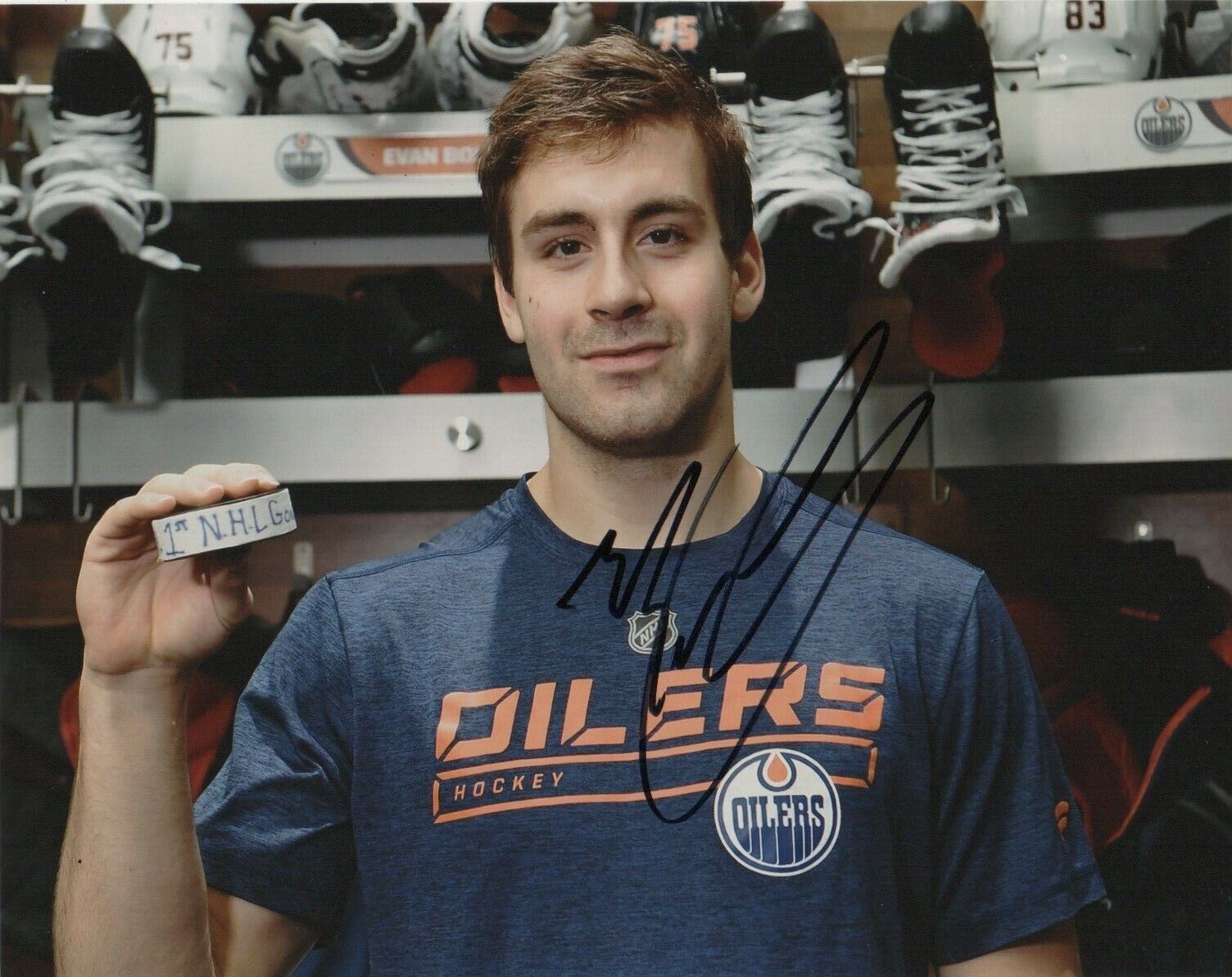 Edmonton Oilers Evan Bouchard Autographed Signed 8x10 NHL Photo Poster painting COA #8