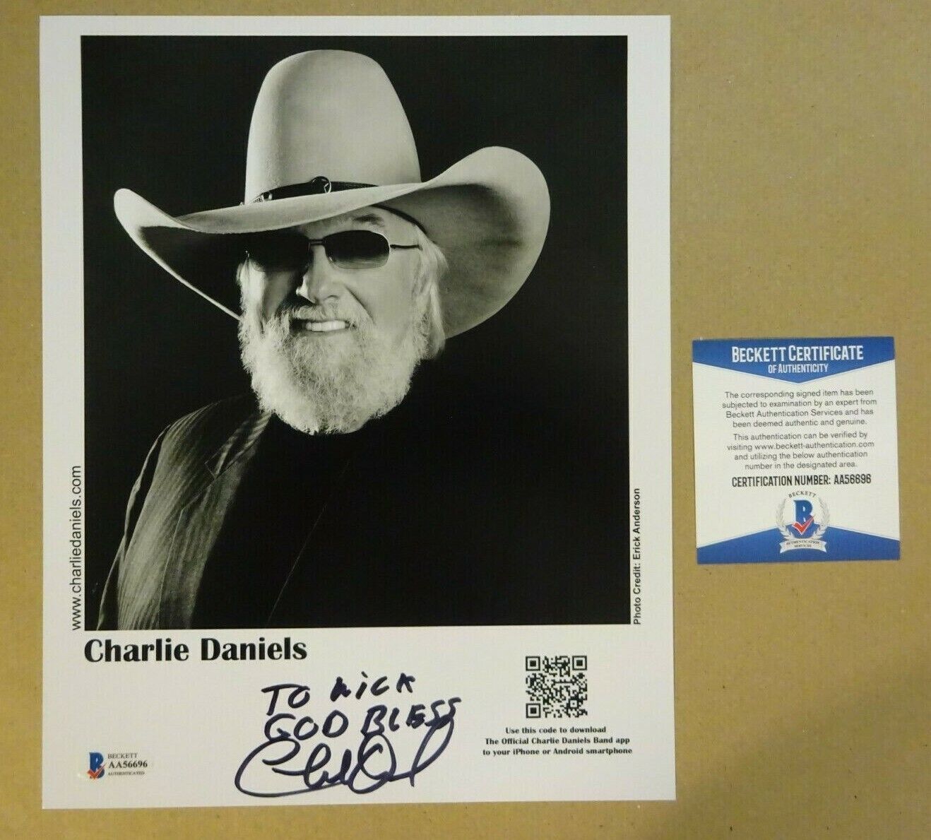 Signed CHARLIE DANIELS Autographed 8x10