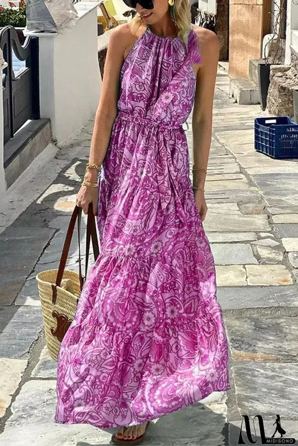 MidiSono - Floral Halter Maxi Dress