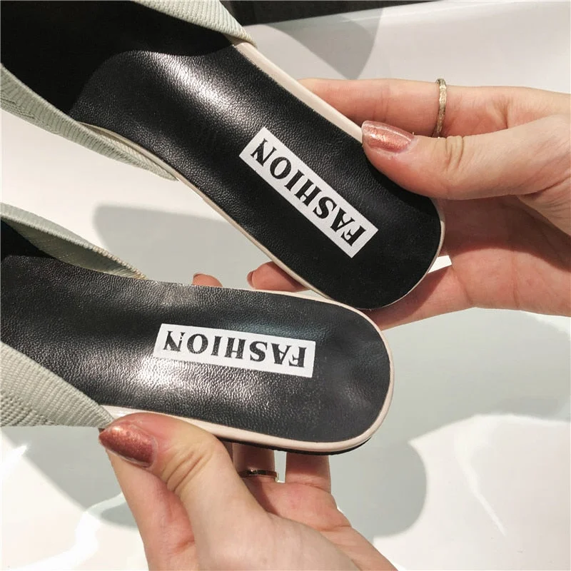 Comemore 2021 New Women's Summer Mules Fashion Female Flipflop Yellow Office Slippers Flat Sandals Women Spring Slides Shoes 43