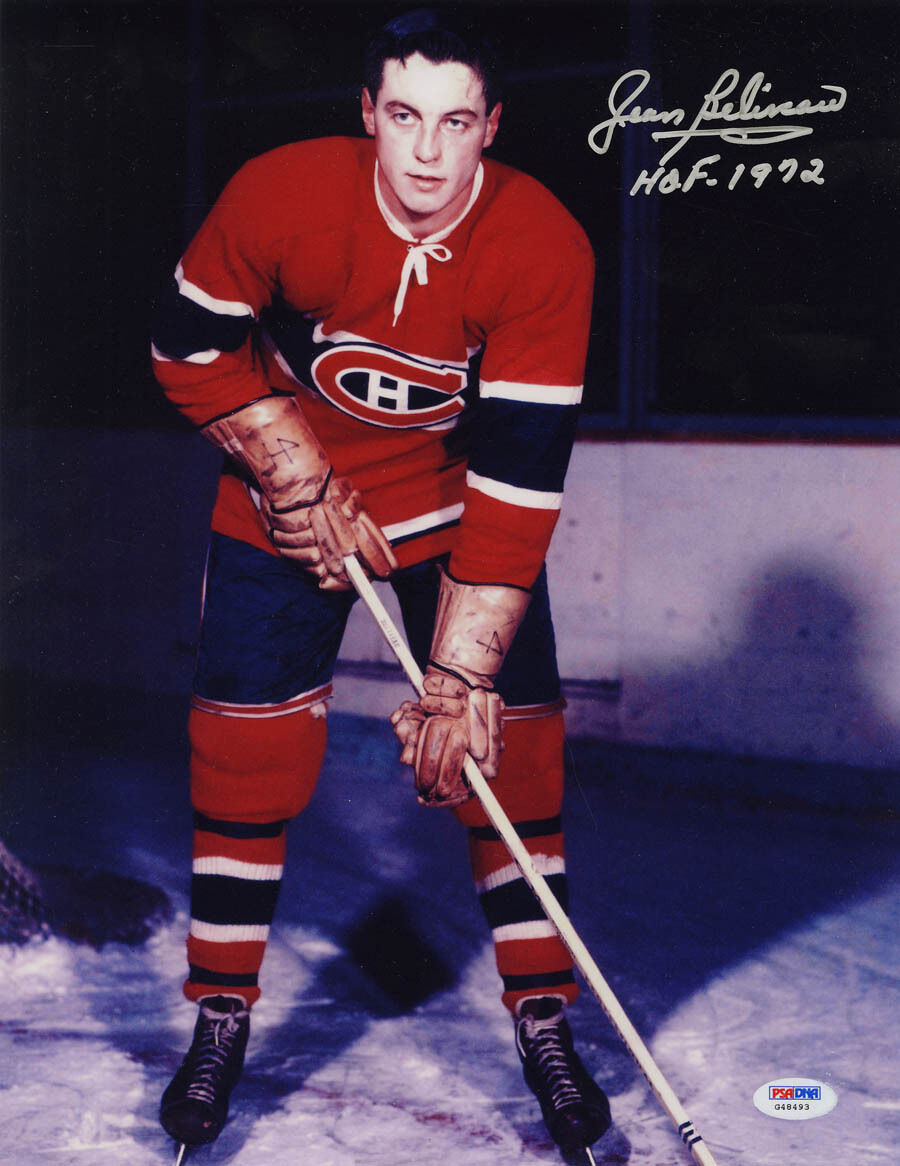 Jean Beliveau SIGNED 11x14 Photo Poster painting + HOF 72 Montreal Canadiens PSA/DNA AUTOGRAPHED