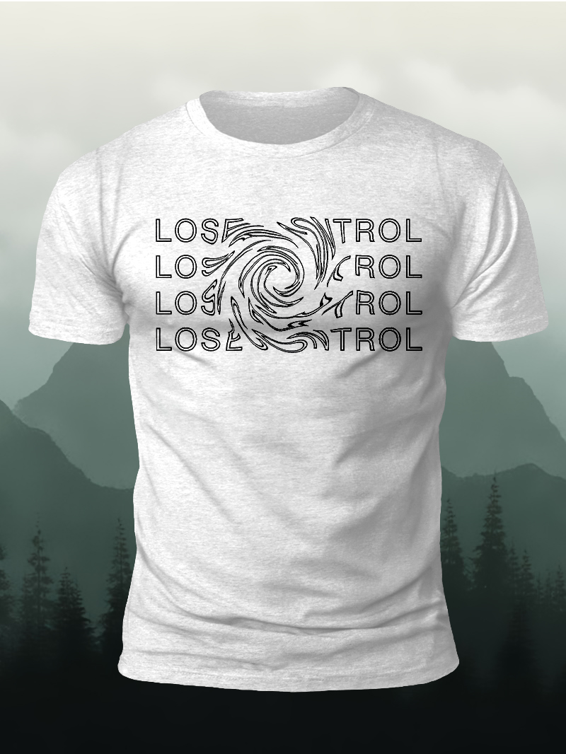 Lose Control Spiral Twist Font Pattern Men's T-shirt