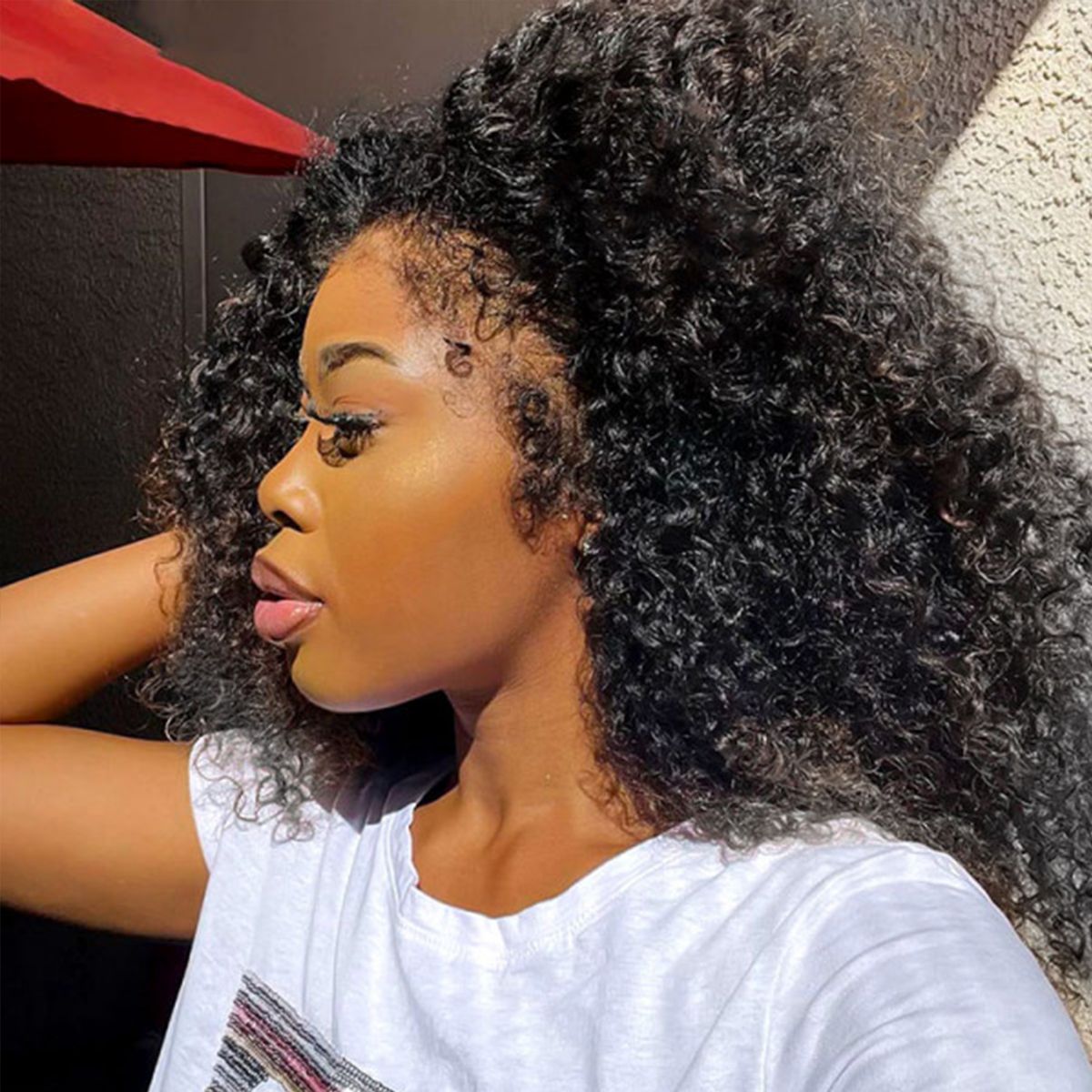 Deep Curly Hair 13×4 Skin Melted HD Lace Front Wig  With Baby Hair 4C Edges Hairline 