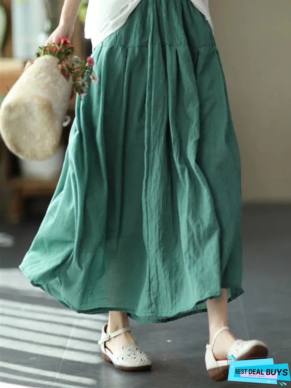 Literary and Artistic Double-Layer Cotton and Linen Skirt Women's Elegant Dress