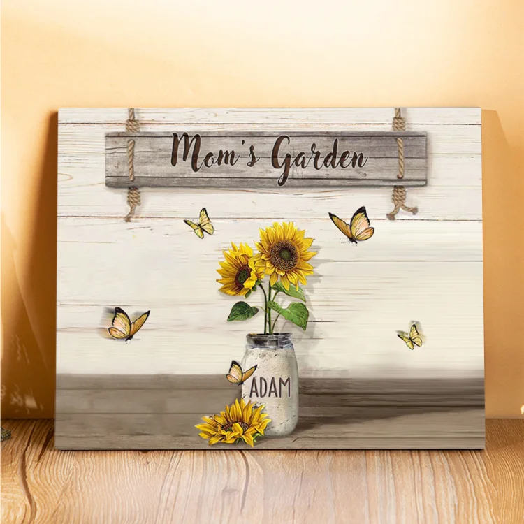 1 Name - Personalized Wooden Plaque Sunflowers Customized with Text Home Decoration Gift for Mother/Grandma