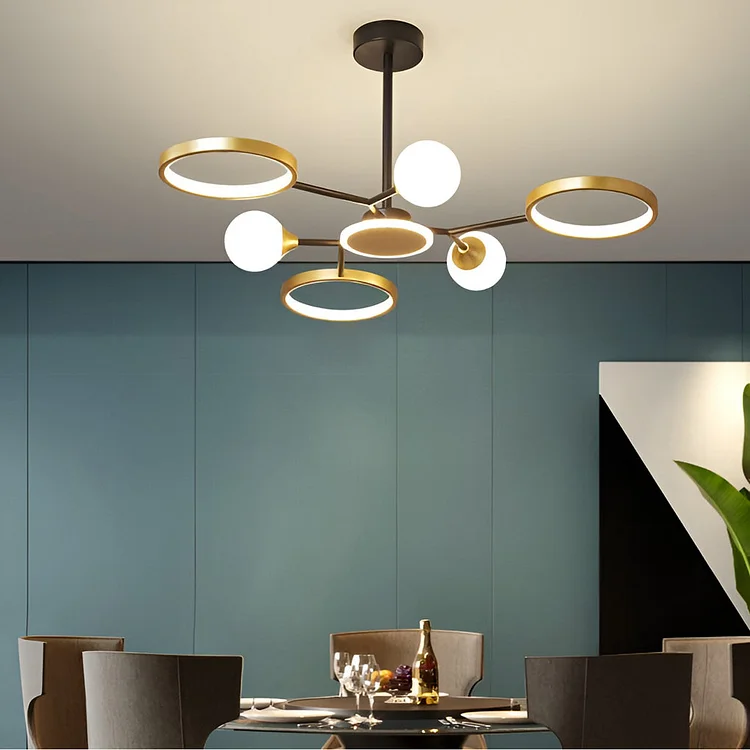 6 Lights Circles LED Modern Ceiling Lights Chandelier Hanging Lamp - Appledas