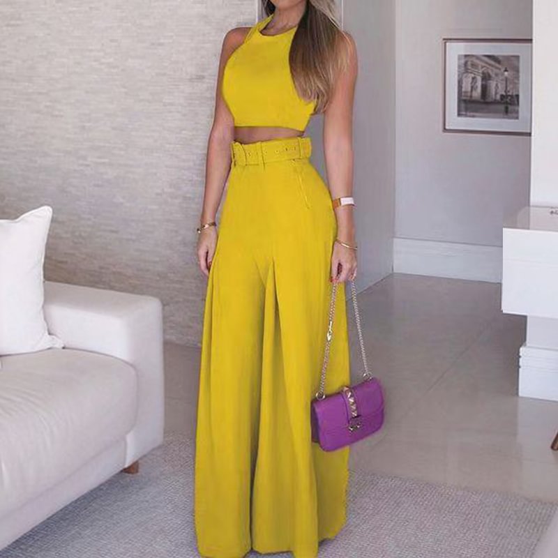 Women's Elegant Slacks With Belt Straight Leg Pants Suits