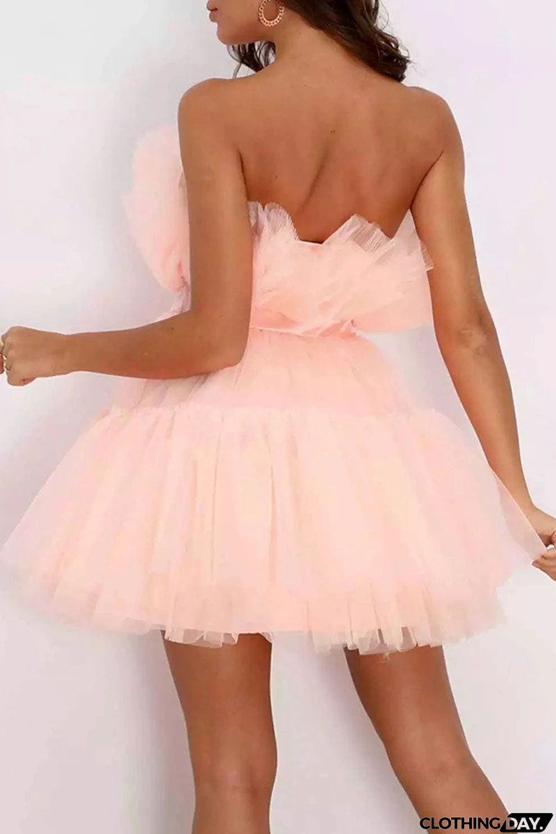 Sexy Elegant Solid Patchwork Strapless Princess Dresses(5 Colors)