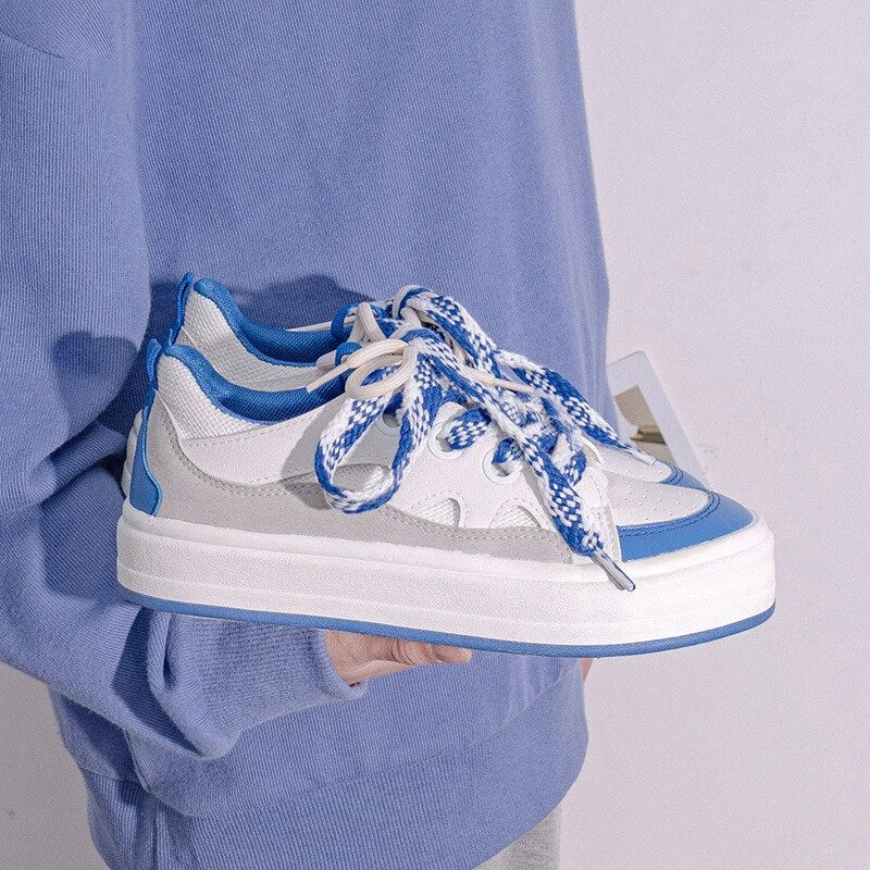 Women's Shoes 2022 New Fashion Spring Thick-Soled Women Sneakers Breathable Korean Style Low-top Comfy Casual Platform Shoes