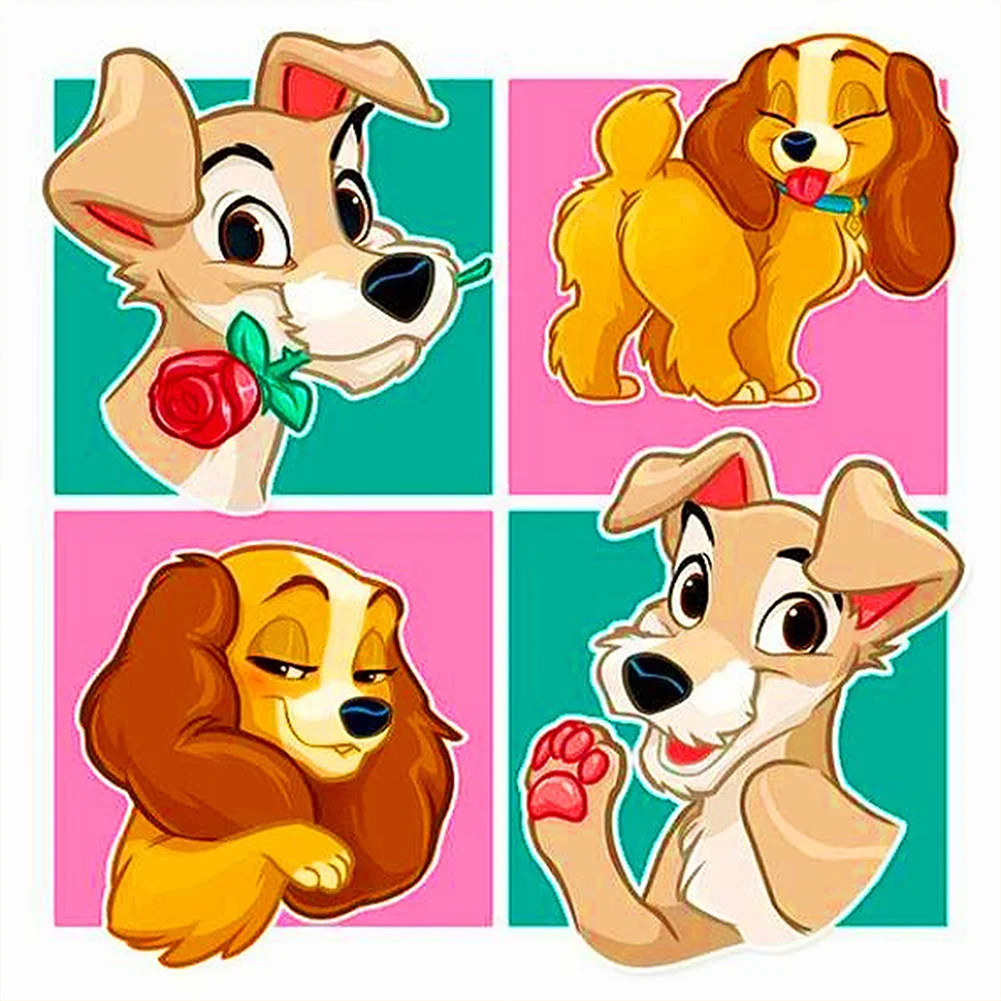 Full Round Diamond Painting - Cartoon Dogs(40*40cm)