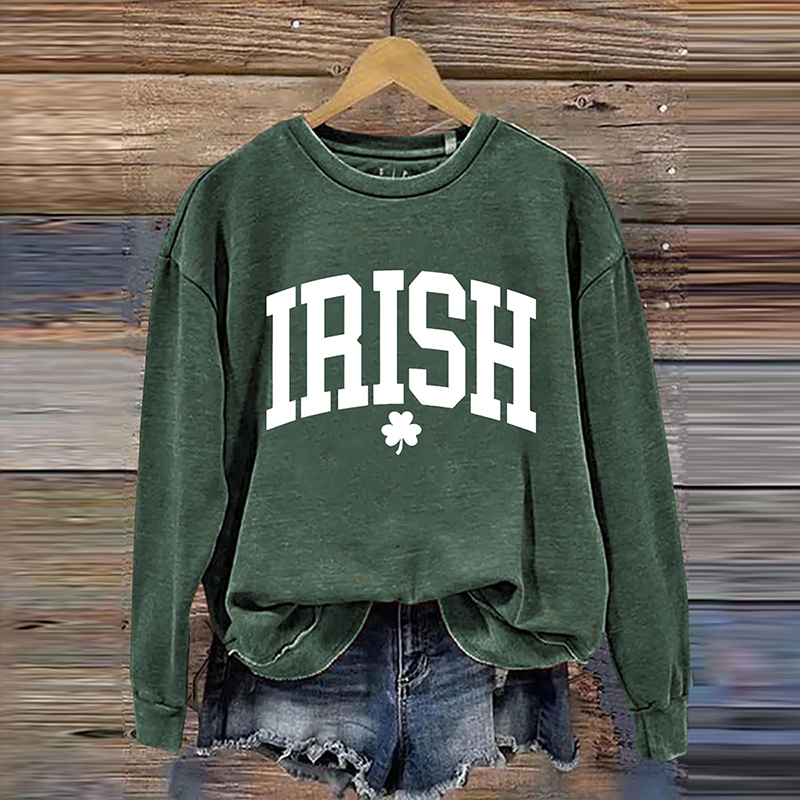 St Patrick's Day Irish Lucky Clover Art Design Print Casual Sweatshirt wearshes