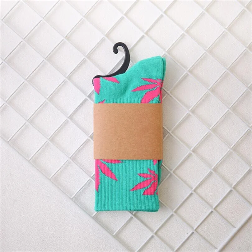 CUHAKCI Socks For Women Men's Cotton Socks Hip Hop Leaf high Quality Harajuku Ladies White Green Spring Autumn casual long Socks
