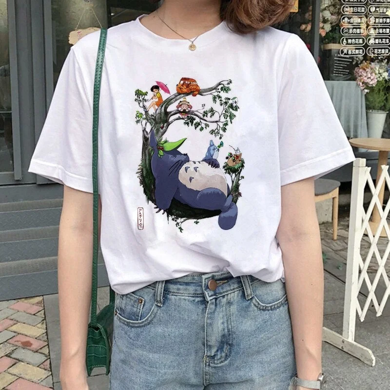 Spirit Away t shirt Studio Ghibli femme Japanese cartoon Anime women tshirt t-shirt Miyazaki Hayao clothes female kawaii