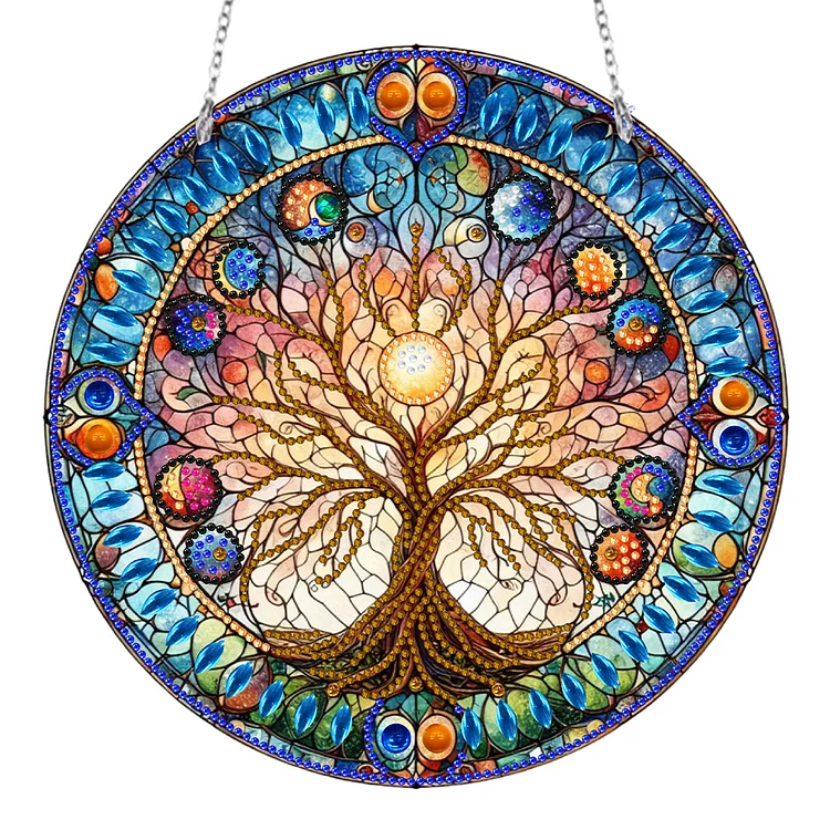 【Pendant】Suncatcher Diamond Painting Hanging Pendant Colorful Home Windows Decor (Tree) gbfke