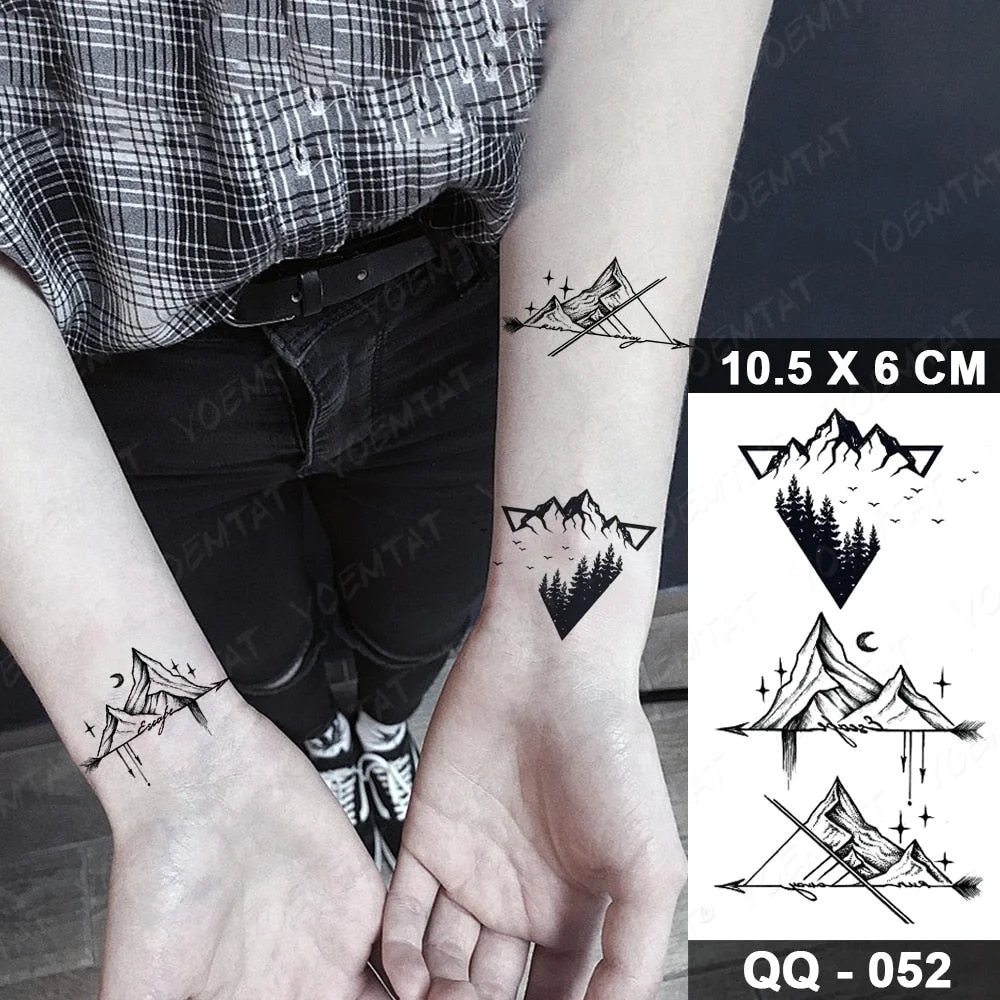 Waterproof Temporary Tattoo Sticker Geometric Mountain Star Flash Tatoo Forest Tree Hand Wrist Fake Tatto For Body Art Women Men