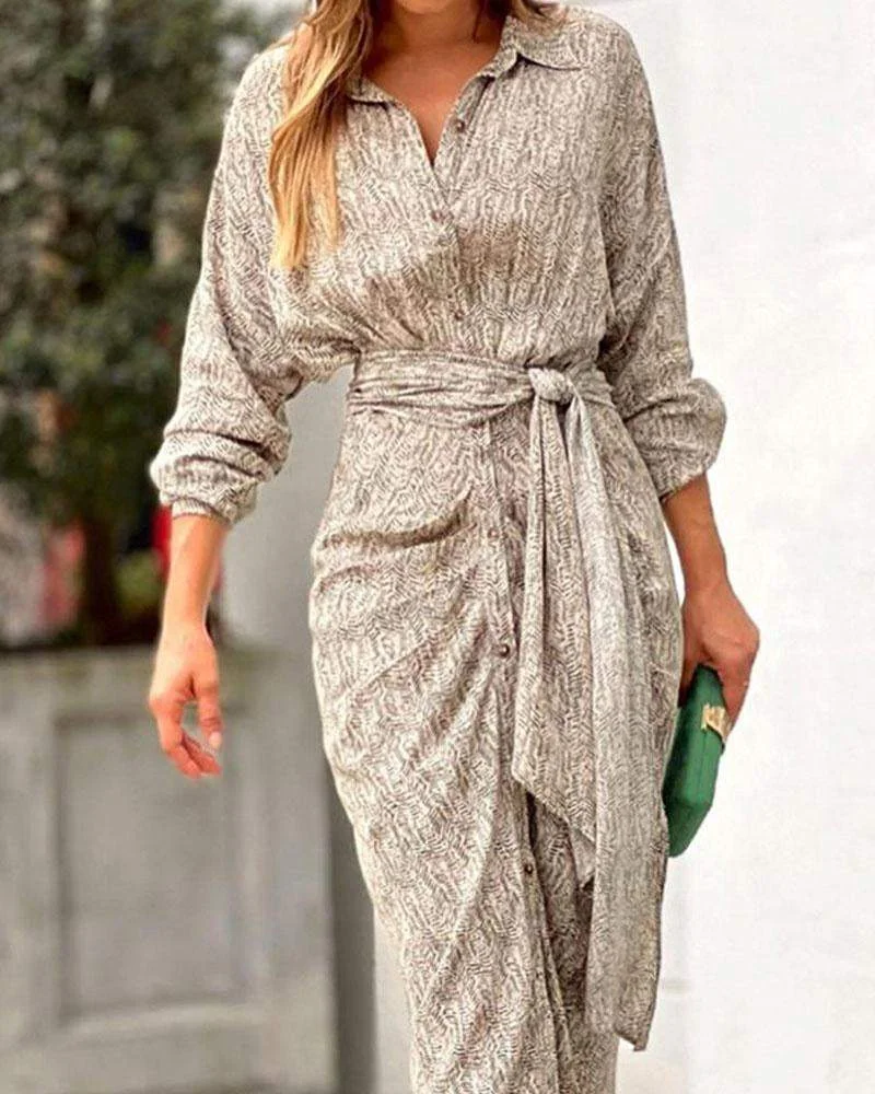 Tight Pleated Shirt Dress