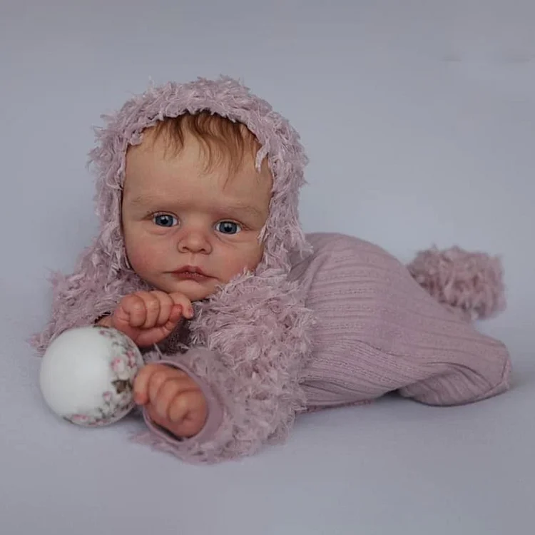  Reborn Newborn Baby Dolls 17" Real Looking Lifelike Cusion Brown Hair Cloth Body Girl - Reborndollsshop®-Reborndollsshop®