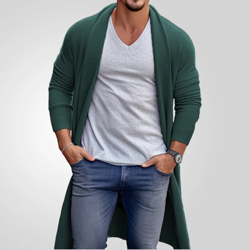 Uveng Uveng Men's Spring And Autumn Thin Knits Men's Loose Long Wool Coat SY0179