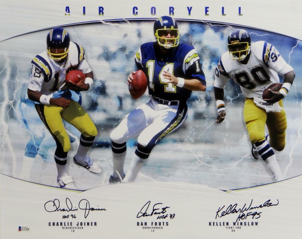 Fouts, Joiner, Winslow Signed Chargers 16x20 Air Coryell Photo Poster painting w/ HOF- Beckett