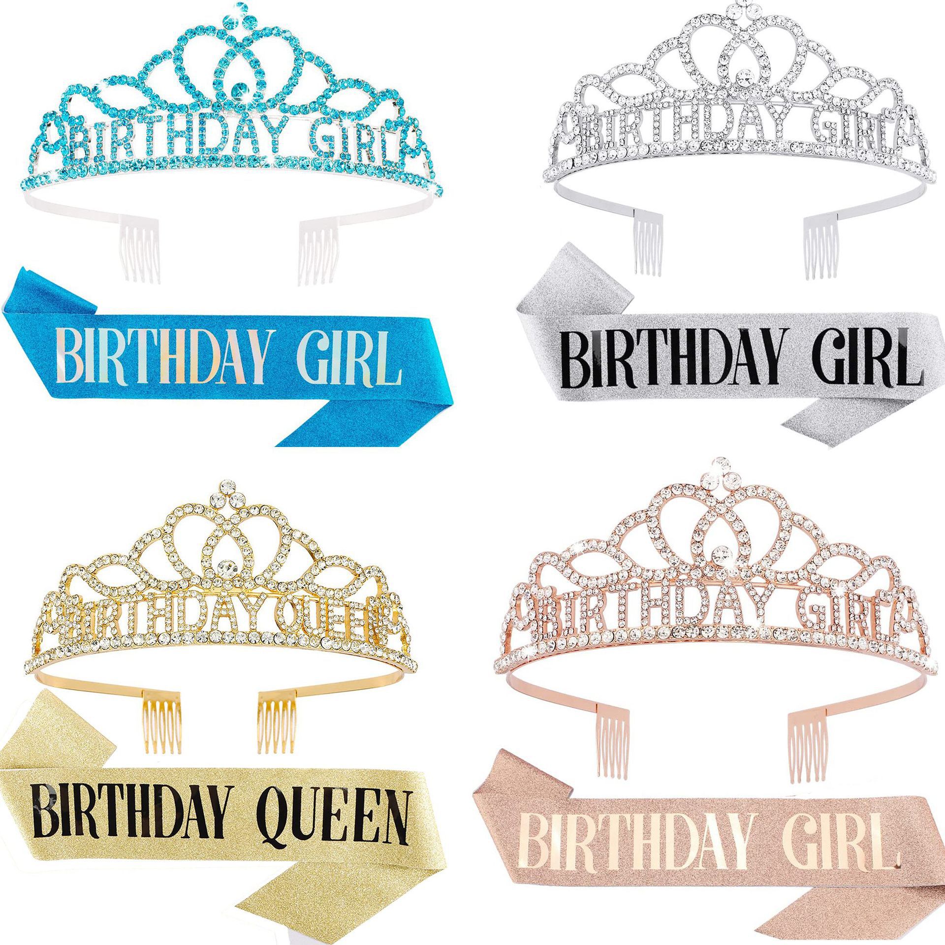 Regal Queen Birthday Party Crown & Sash Kit - Wholesale Royalty Ensemble