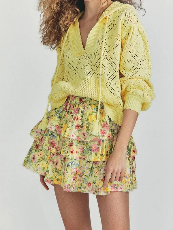 Floral mini skirt yellow